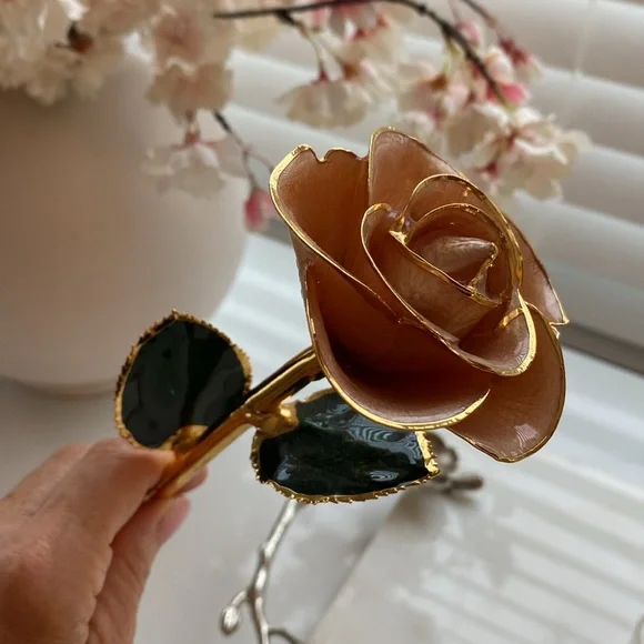 Gorgeous Steven Singer  24 Karen Gold dipped Roses🌹set of 3 Certified Real Gold🥀 - Picture 6 of 13